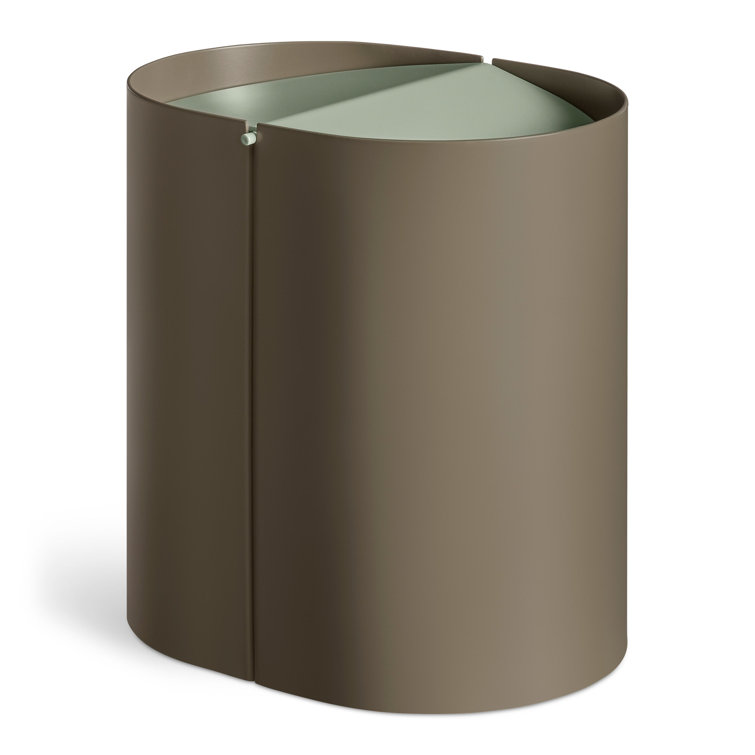 Dark Olive Metal Swing-Top Wastebasket