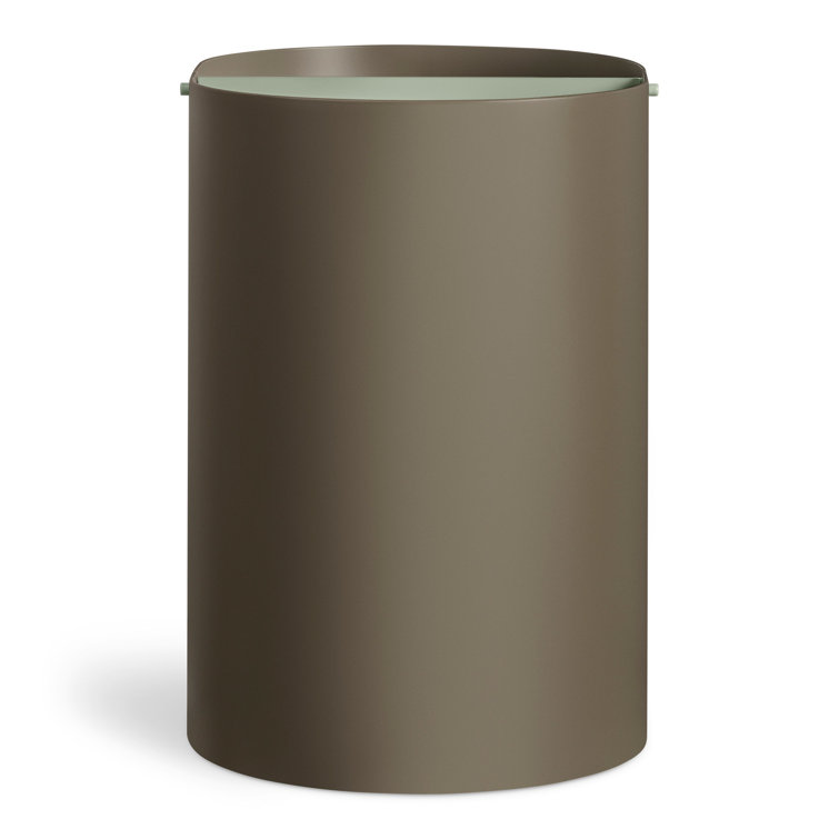 Dark Olive Metal Swing-Top Wastebasket