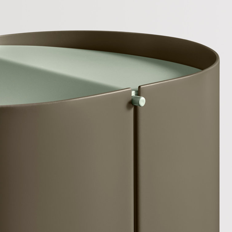 Dark Olive Metal Swing-Top Wastebasket