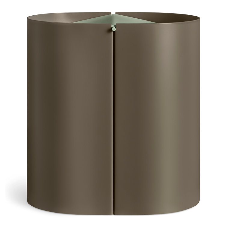 Dark Olive Metal Swing-Top Wastebasket