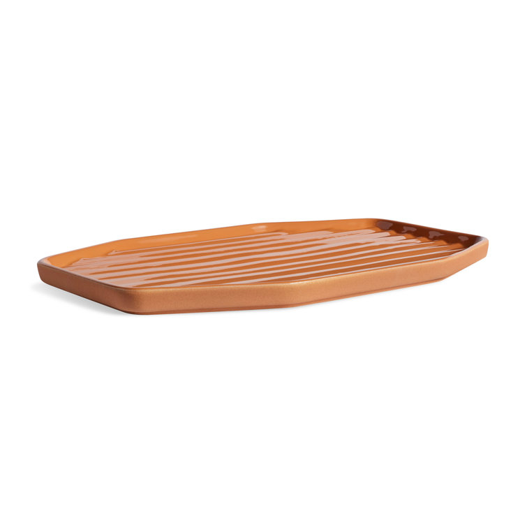 Terracotta Ceramic Octagonal Large Tray