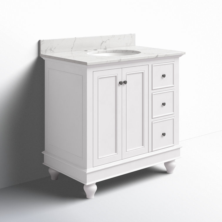Ferdinand 36'' White Engineered Marble Single Bathroom Vanity