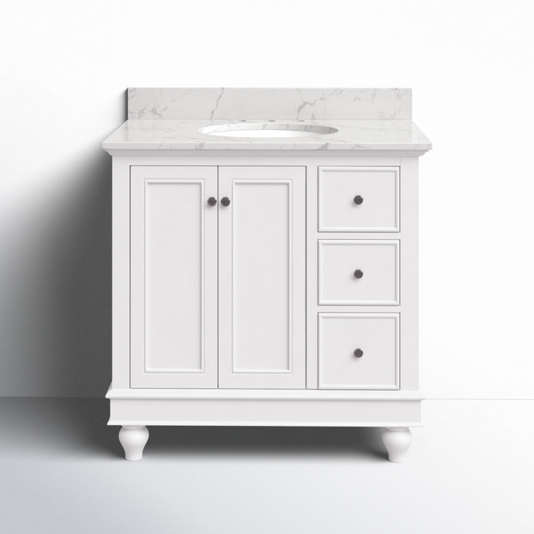 Ferdinand 36'' White Engineered Marble Single Bathroom Vanity