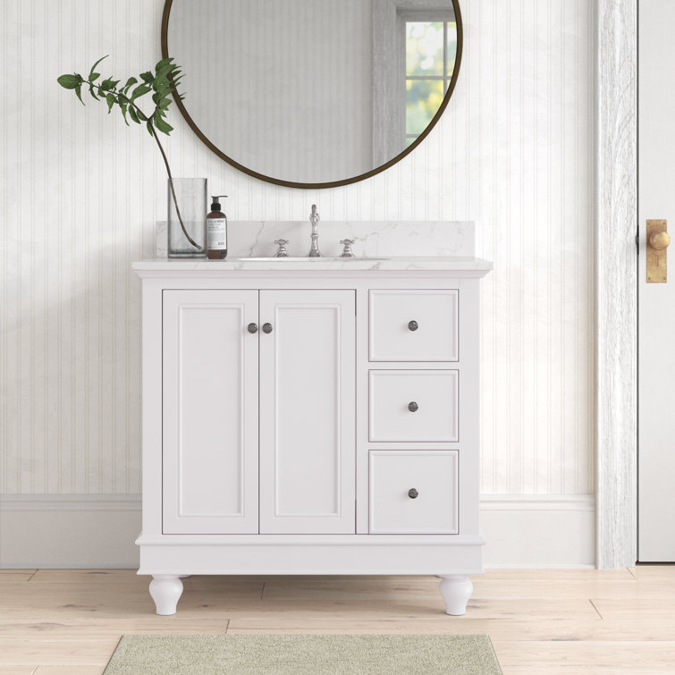 Ferdinand 36'' White Engineered Marble Single Bathroom Vanity