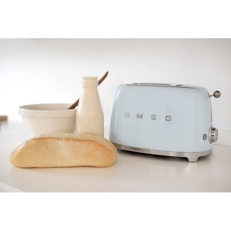Pastel Blue Stainless Steel 2-Slice Toaster with Wide Slot