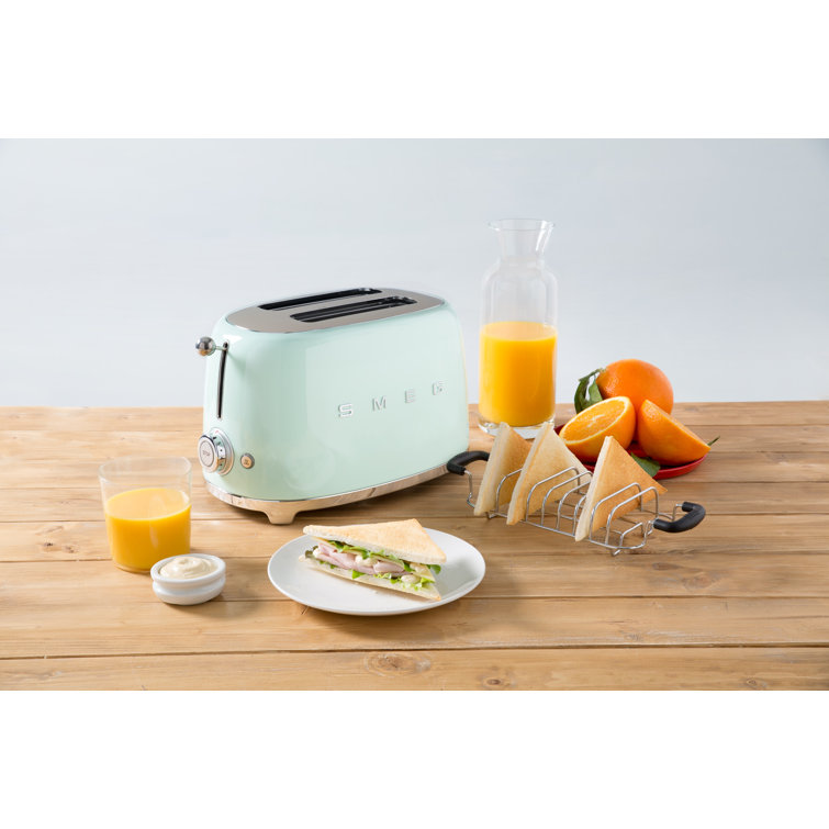 Navy Stainless Steel Retro 2-Slice Toaster with Crumb Tray