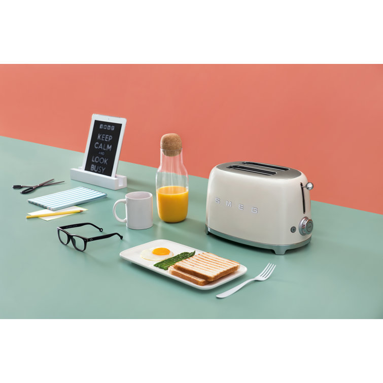 Navy Stainless Steel Retro 2-Slice Toaster with Crumb Tray