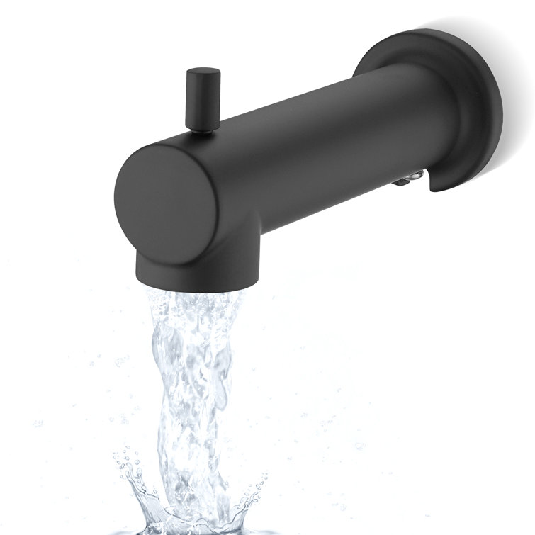 Matte Black Wall Mounted Tub Spout with Diverter