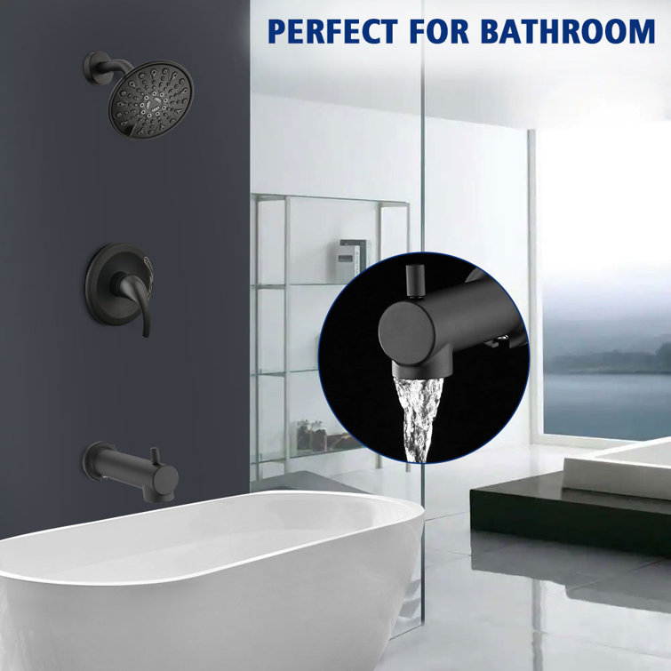 Matte Black Wall Mounted Tub Spout with Diverter