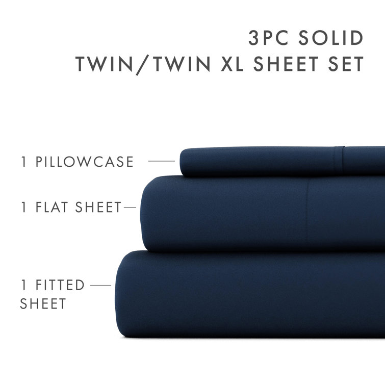 Navy Twin XL Deep Pocket Microfiber Sheet Set