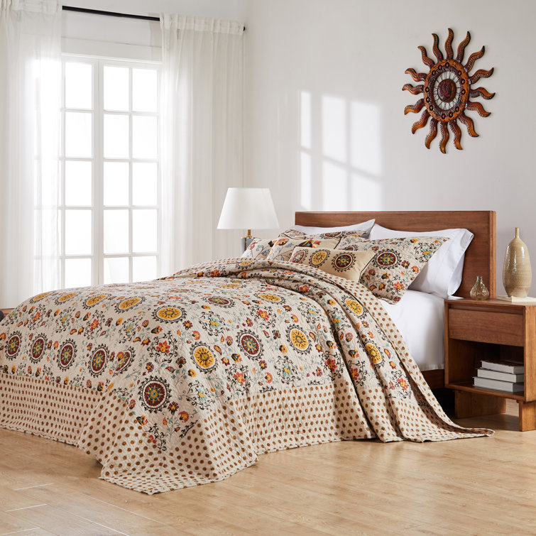 Andorra Full Reversible Cotton Bedspread Set in Brown