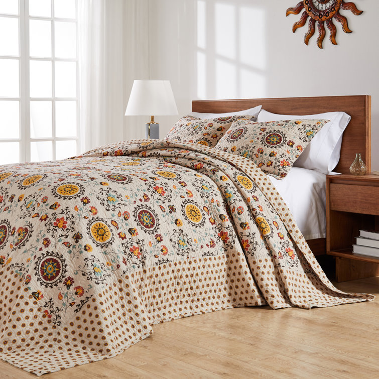 Andorra Full Reversible Cotton Bedspread Set in Brown