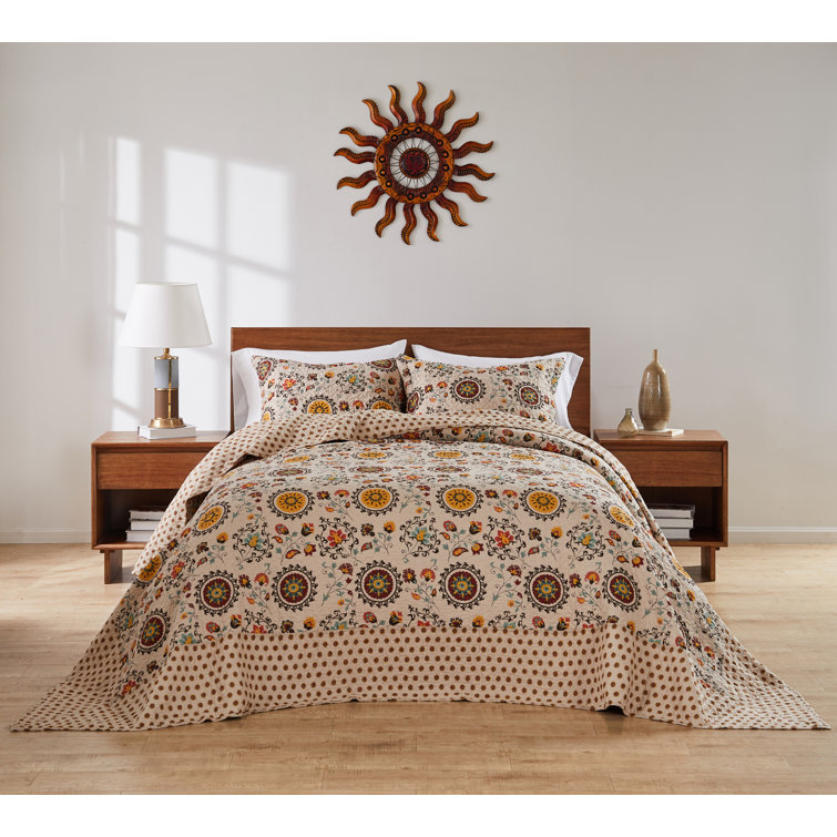Andorra Full Reversible Cotton Bedspread Set in Brown