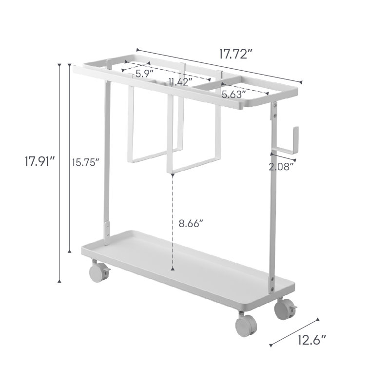 White Steel Fitness Equipment Storage Cart with Casters