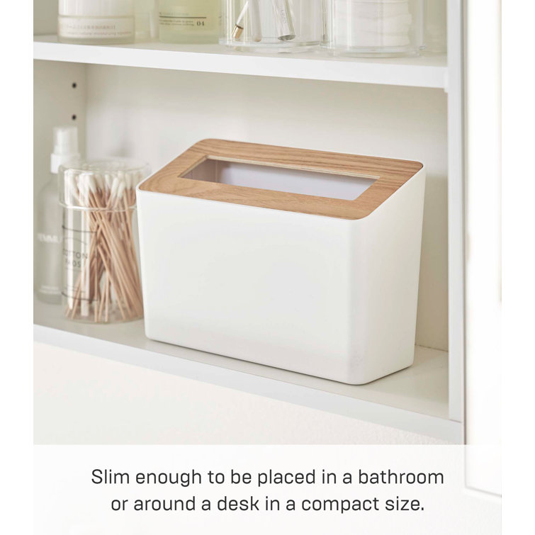 Ash & White Compact Tabletop Waste Bin with Removable Lid, 0.45 Gallons