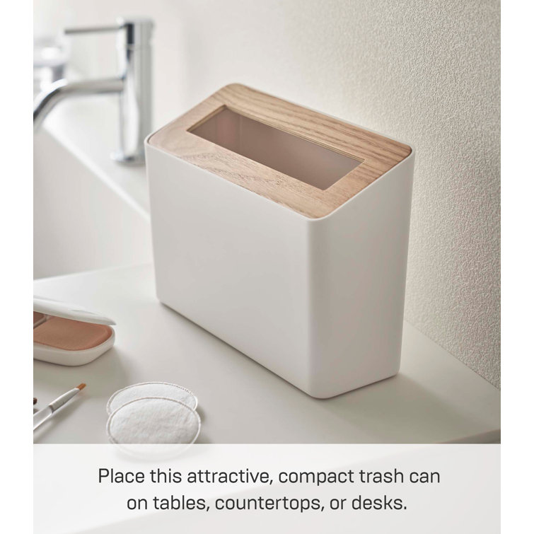 Ash & White Compact Tabletop Waste Bin with Removable Lid, 0.45 Gallons