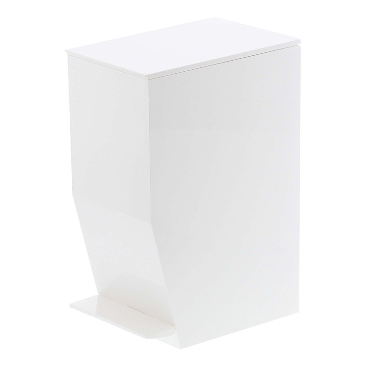 White Plastic Pedal Step Trash Can with Handle