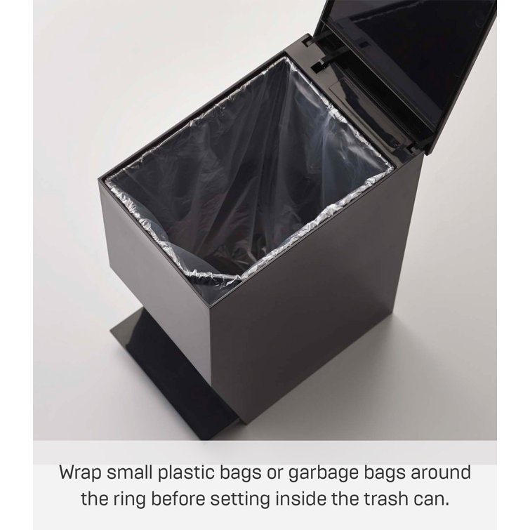 Compact Black Plastic Pedal Trash Can