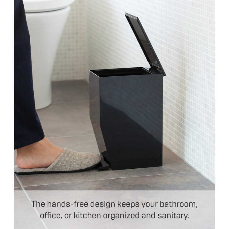 Compact Black Plastic Pedal Trash Can