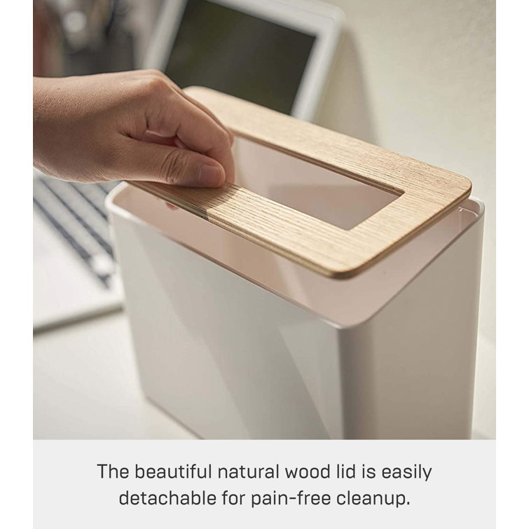 Ash & White Compact Tabletop Waste Bin with Removable Lid, 0.45 Gallons