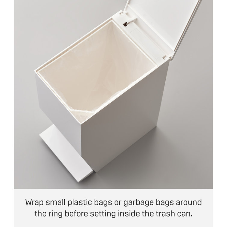 White Plastic Pedal Step Trash Can with Handle