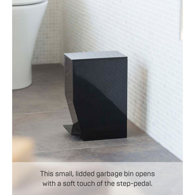 Compact Black Plastic Pedal Trash Can