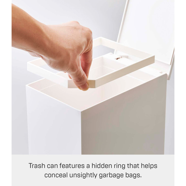White Plastic Pedal Step Trash Can with Handle