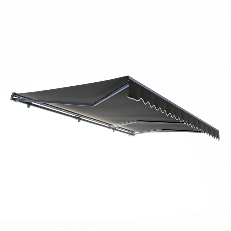 Black Motorized Retractable Patio Awning with LED Lights, 13' x 10'