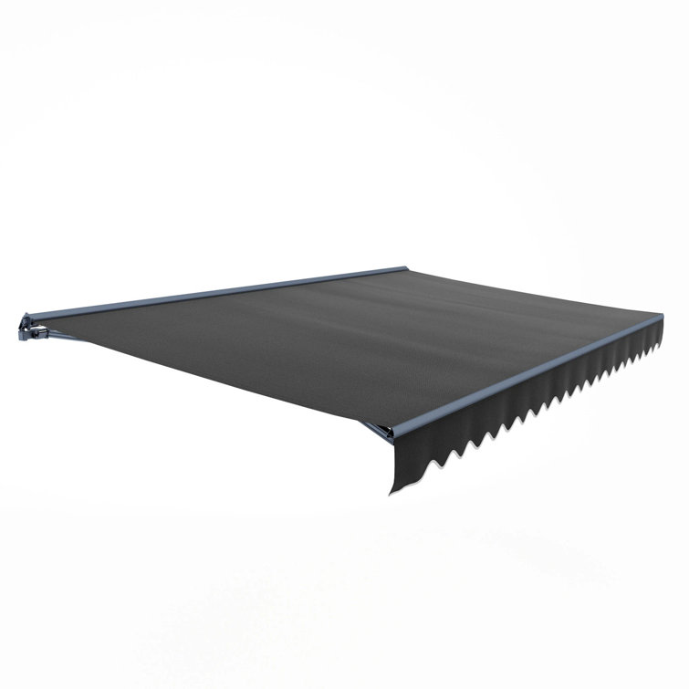 Black Motorized Retractable Patio Awning with LED Lights, 13' x 10'