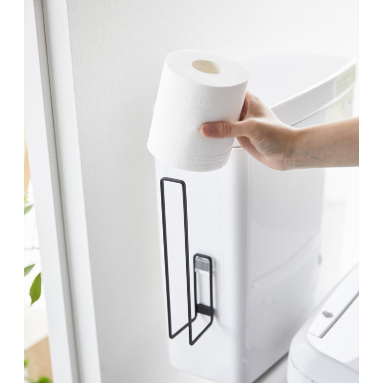 Compact Black Steel Traceless Adhesive Toilet Paper Holder