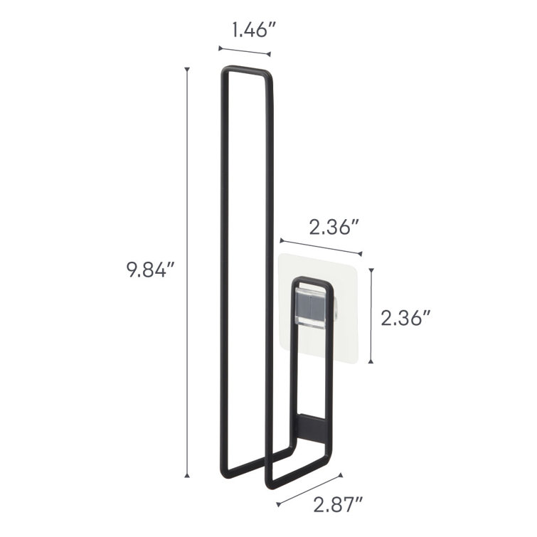 Compact Black Steel Traceless Adhesive Toilet Paper Holder