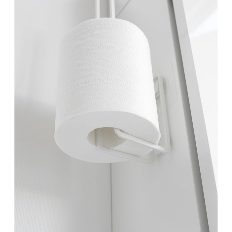 White Steel Traceless Adhesive Toilet Paper Holder