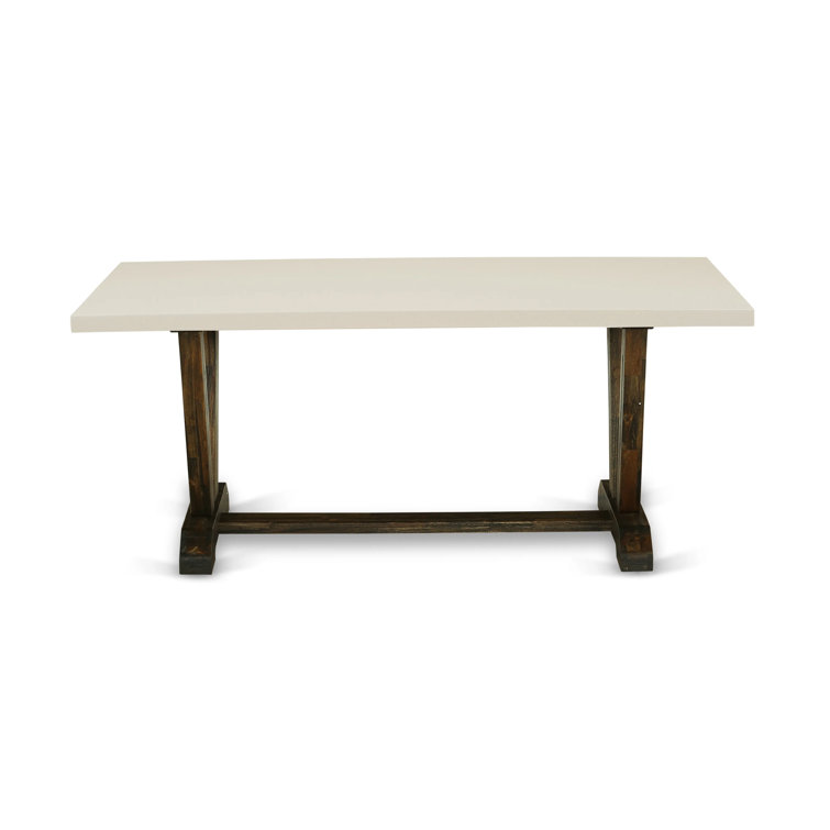 Linen White Modern Dining Set with Light Sable Chairs - 72x30