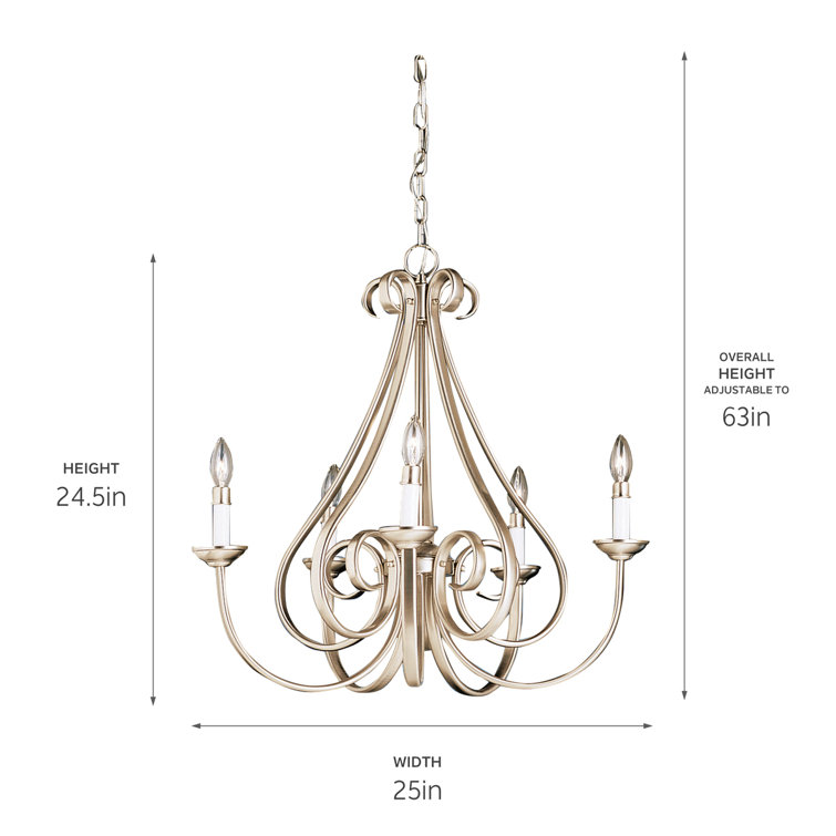 Dover 25" Brushed Nickel 5-Light Candle-Style Chandelier