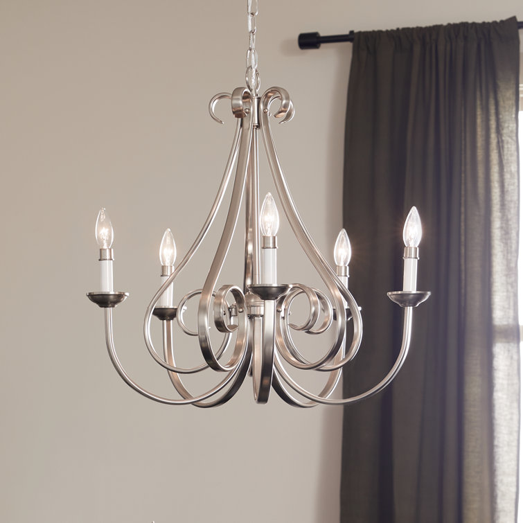 Dover 25" Brushed Nickel 5-Light Candle-Style Chandelier