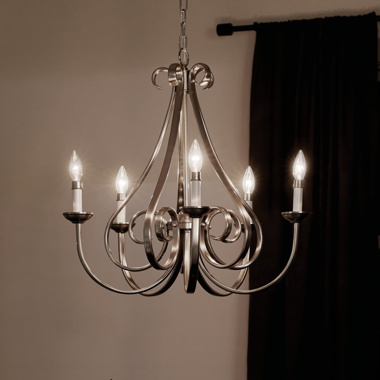 Dover 25" Brushed Nickel 5-Light Candle-Style Chandelier