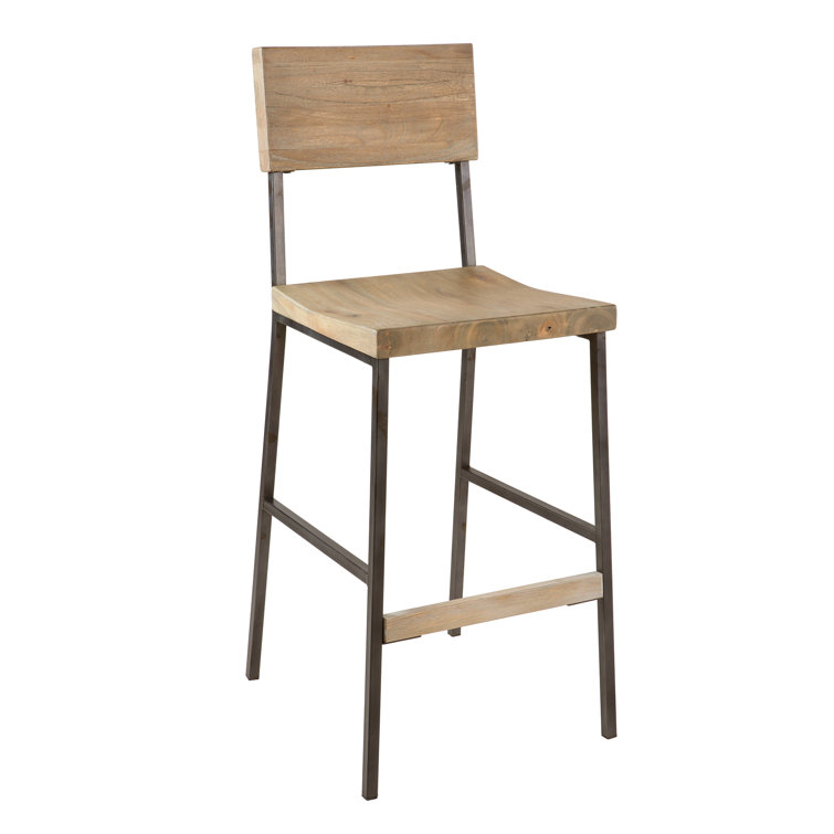 Tacoma 21''x43'' Grey Solid Wood & Metal Modern Barstool
