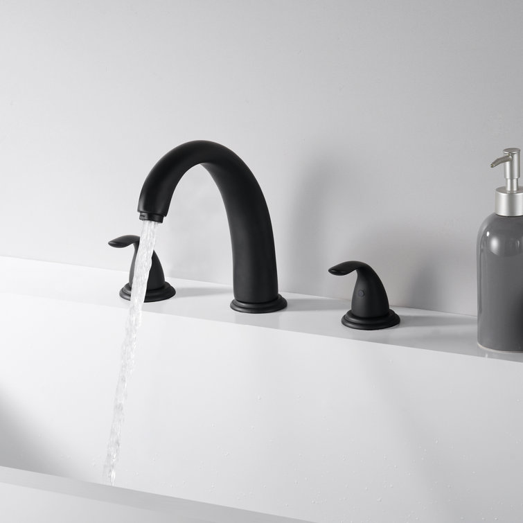 Matte Black Dual Handle Roman Tub Faucet with 8-3/8" Spout Reach