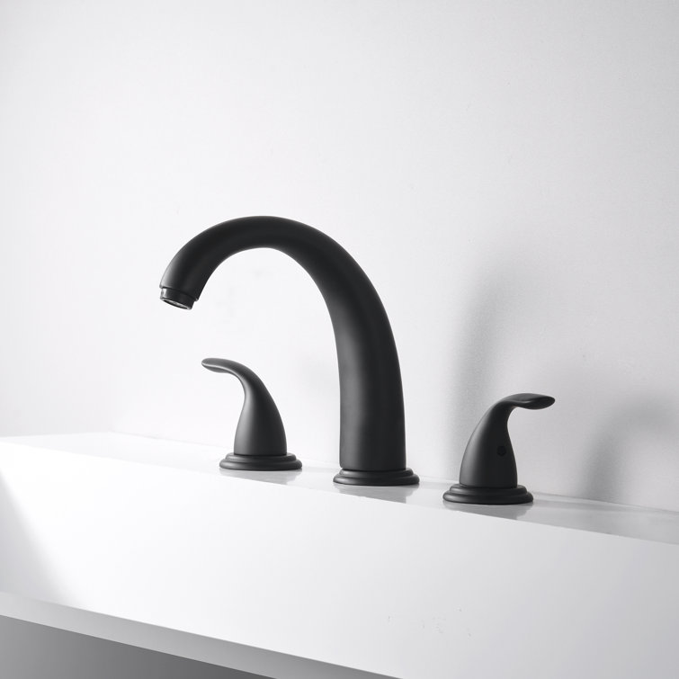 Matte Black Dual Handle Roman Tub Faucet with 8-3/8" Spout Reach