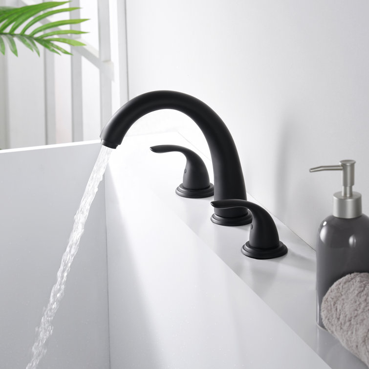 Matte Black Dual Handle Roman Tub Faucet with 8-3/8" Spout Reach
