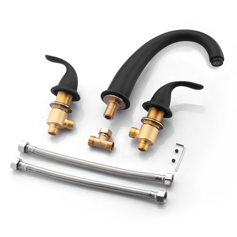 Matte Black Dual Handle Roman Tub Faucet with 8-3/8" Spout Reach
