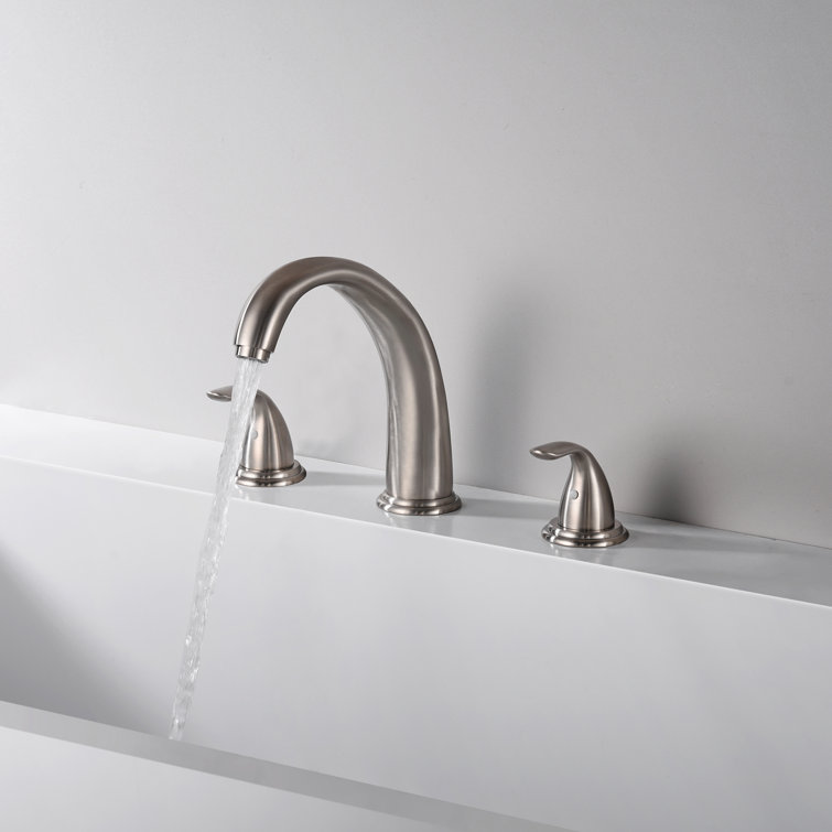 Brushed Nickel Dual Handle Roman Tub Faucet with Long Spout