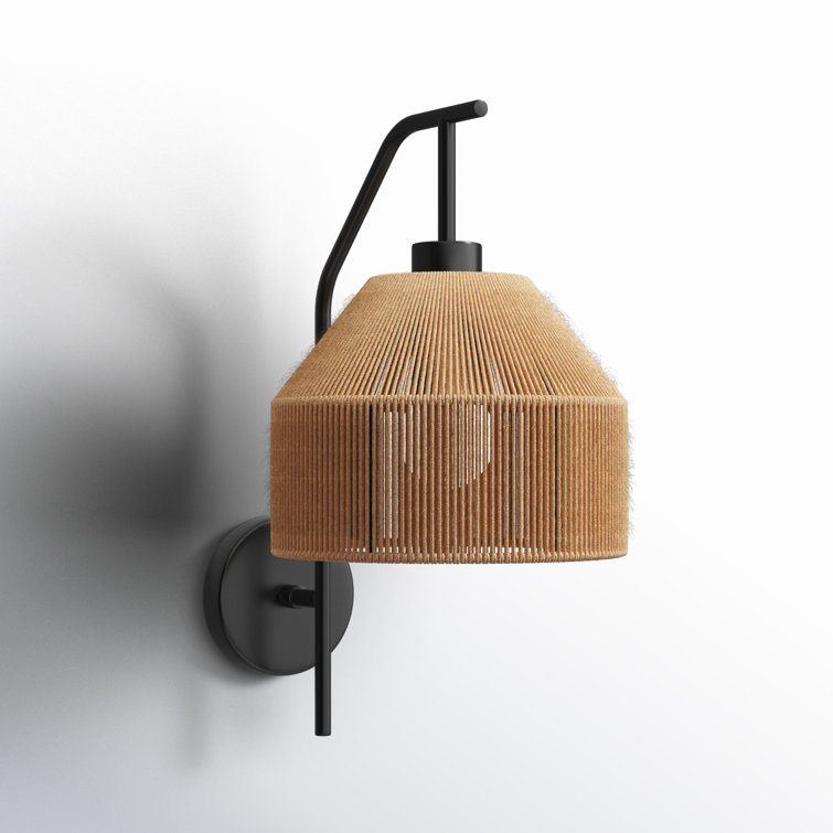 Black and Beige Dimmable Wall Sconce with Rope Shade