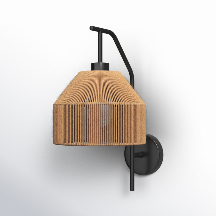 Black and Beige Dimmable Wall Sconce with Rope Shade
