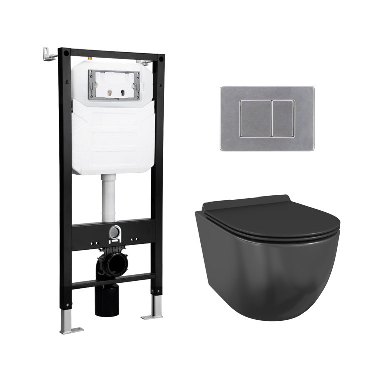 Hampton Matte Black Elongated Wall Mounted Dual Flush Toilet