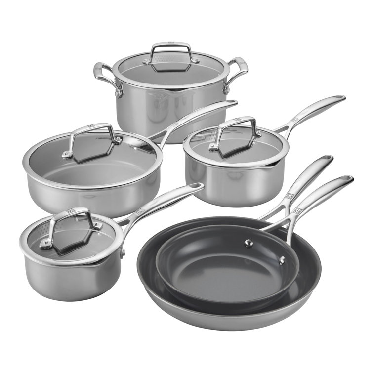 10-Piece Stainless Steel Ceramic Nonstick Cookware Set