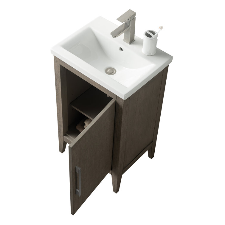 20-Inch Driftwood Gray Single Bathroom Vanity with Brushed Nickel Hardware