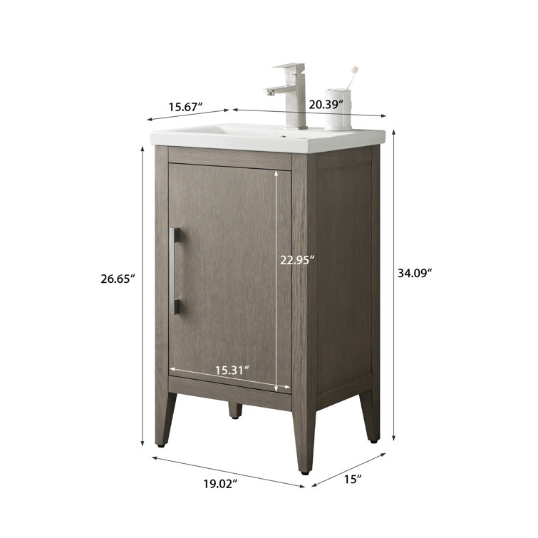 20-Inch Driftwood Gray Single Bathroom Vanity with Brushed Nickel Hardware
