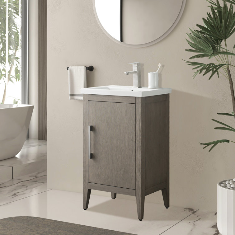 20-Inch Driftwood Gray Single Bathroom Vanity with Brushed Nickel Hardware
