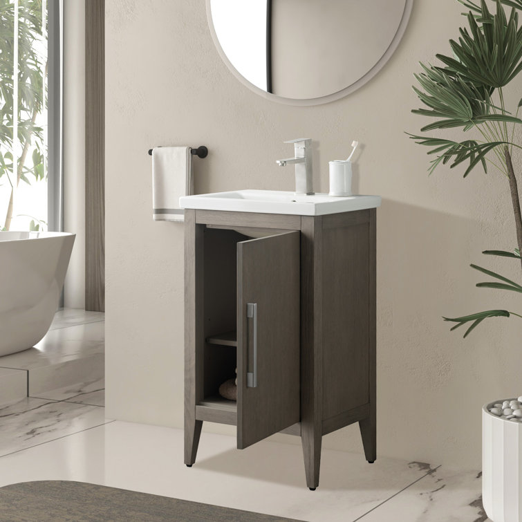 20-Inch Driftwood Gray Single Bathroom Vanity with Brushed Nickel Hardware